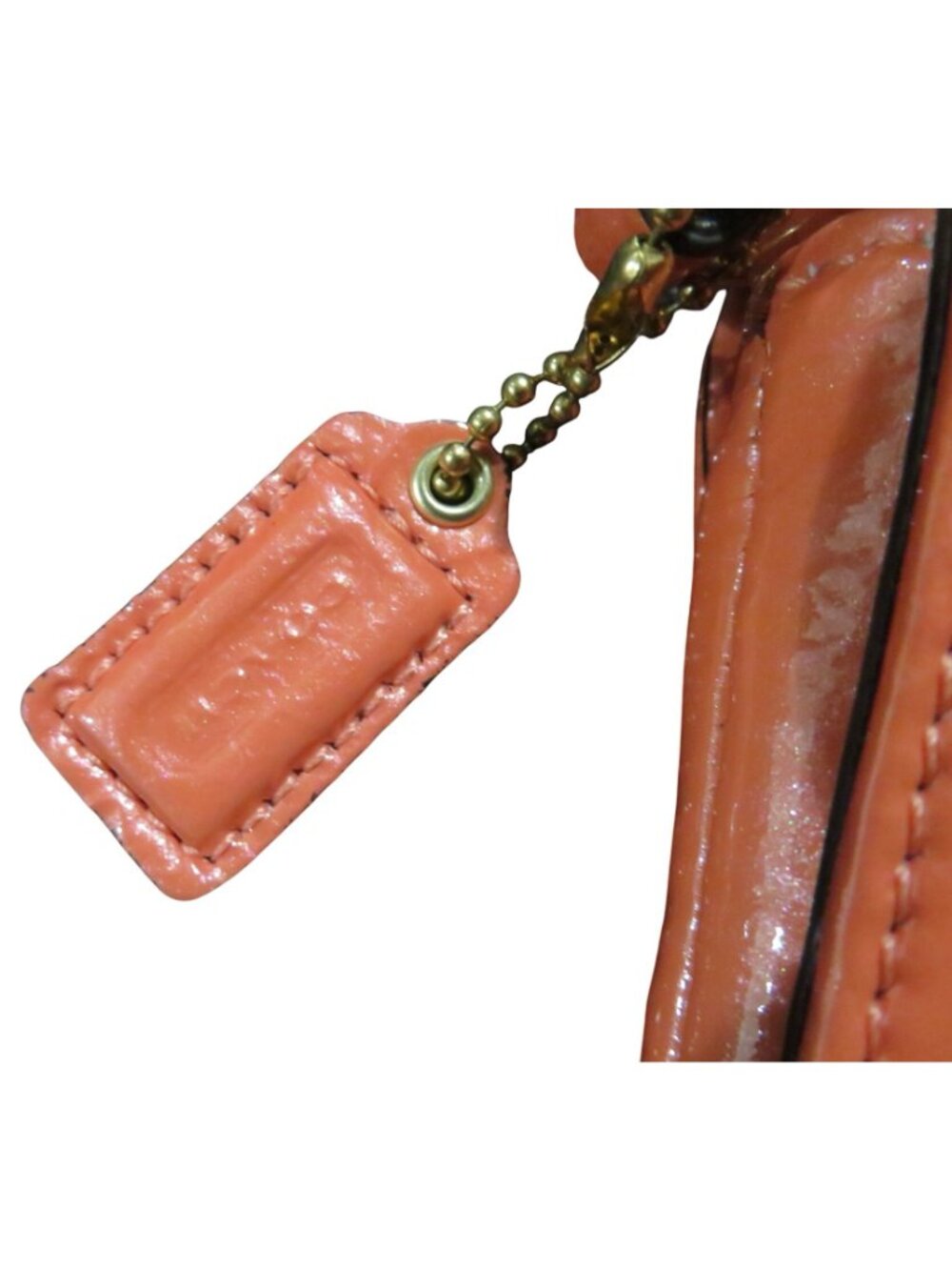 Coach Kristen Coral Patent Leather Flap Large Wristlet Wallet Clutch - Picture 15 of 16